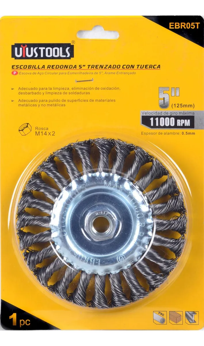GRATA CIRCULAR ACERO TRENZADA 4'' EJE 22,23MM UYUSTOOLS - 2