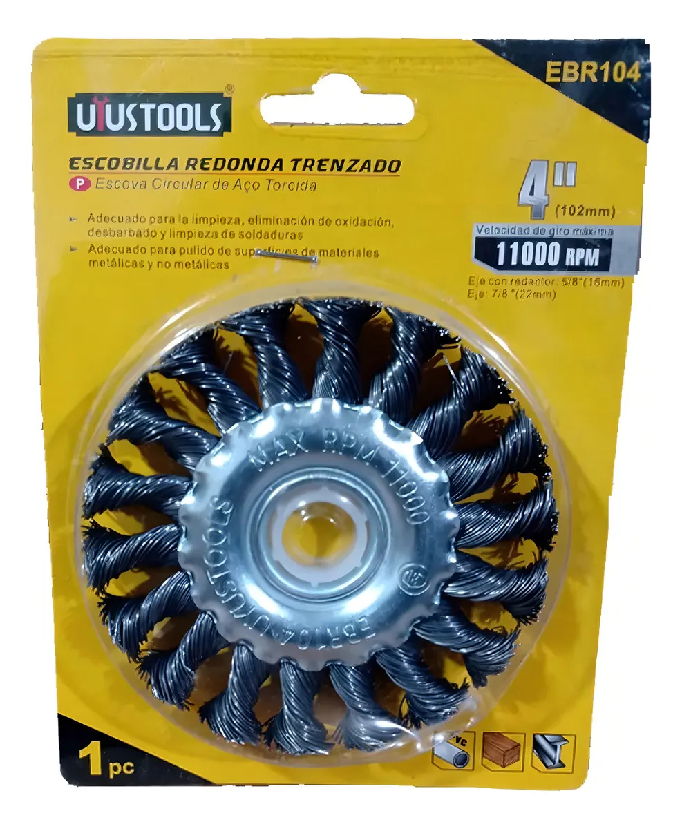GRATA CIRCULAR ACERO TRENZADA 4'' EJE 22,23MM UYUSTOOLS - 3