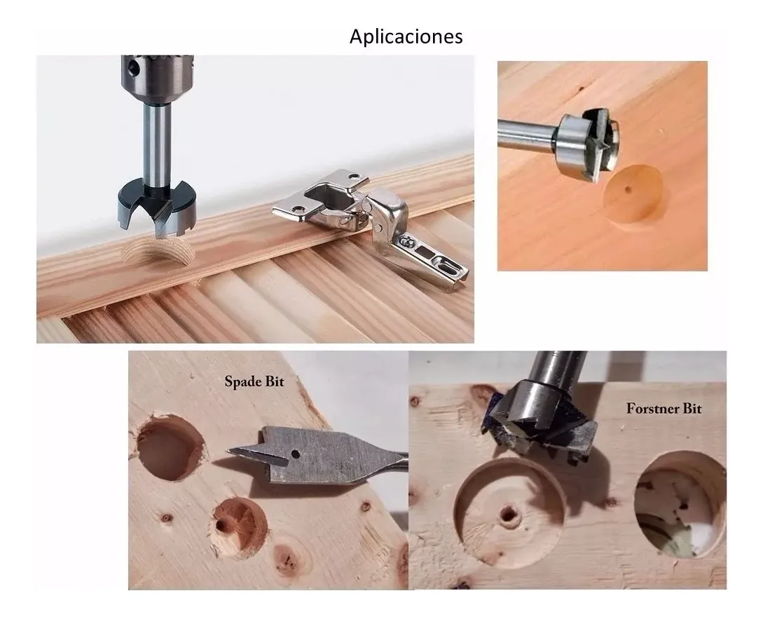 SET 5 BROCAS FORSTNER BISAGRA, MUEBLES DE COCINA Y PUERTAS - 4