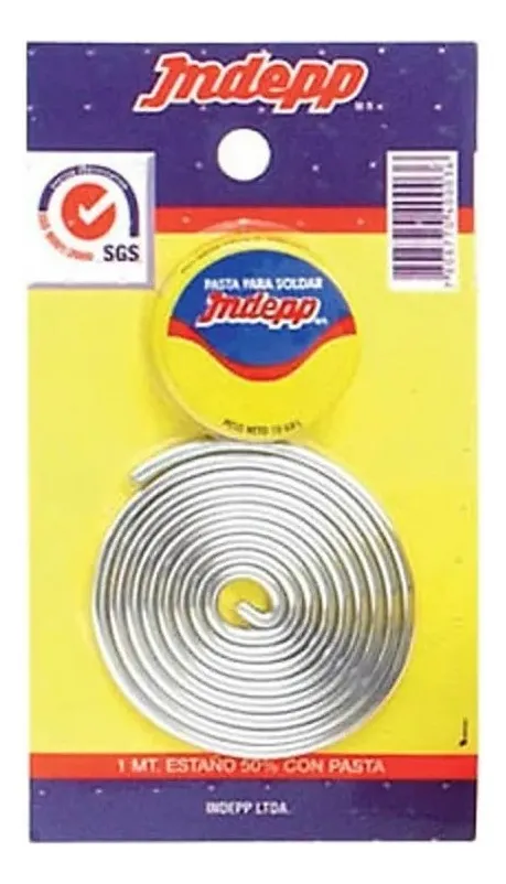 SOLDADURA ESTAÑO 50% DISPLAY 1 MT CON PASTA - 1