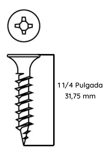 TORNILLO VULCANITA PUNTA FINA 6 X 1 1/4 ZINC (BOLSA 1000 U) - 3
