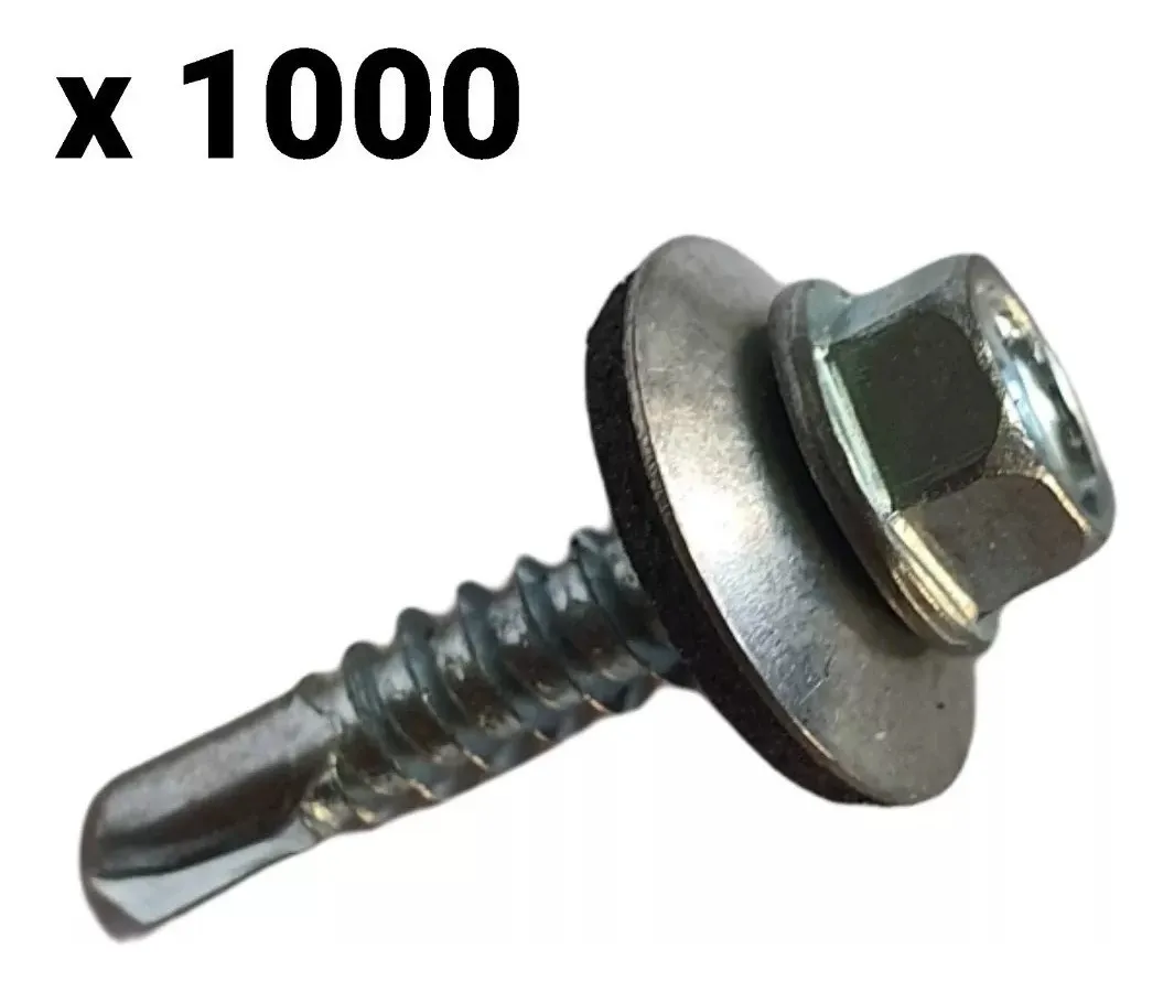 10 CAJAS TORNILLO HEX PUNTA BROCA C/GOLILLA DE 12X1 100U - 1