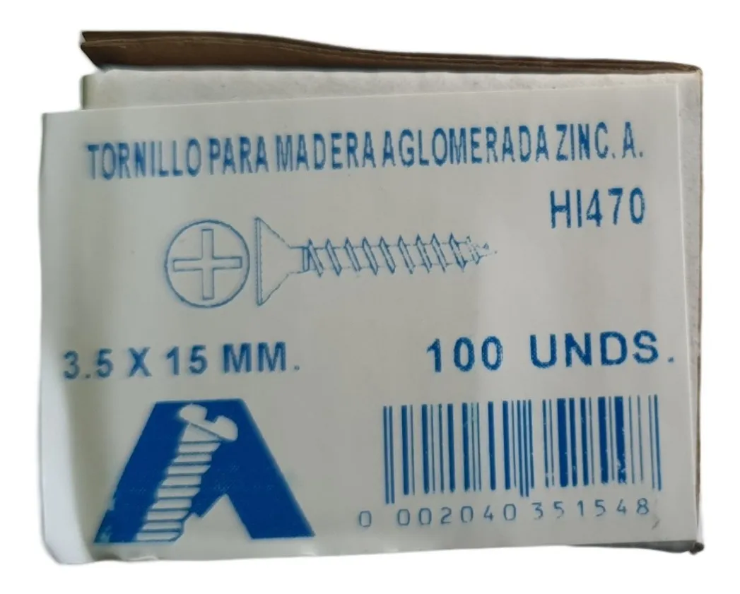 TORNILLO MADERA AGLOMERADO ZINC 10 CAJAS DE 100TORN - 3