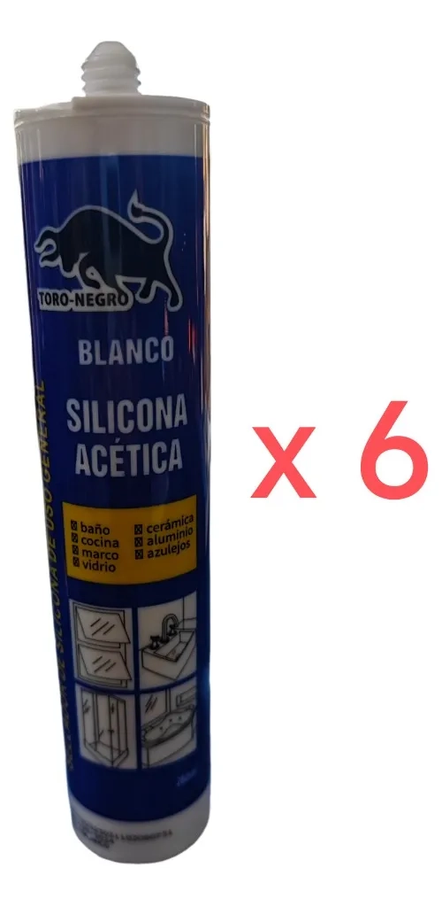 SILICONA EN COLOR BLANCO ACETICA CON FUNGICIDA 280ML PACK 6 UND - 1