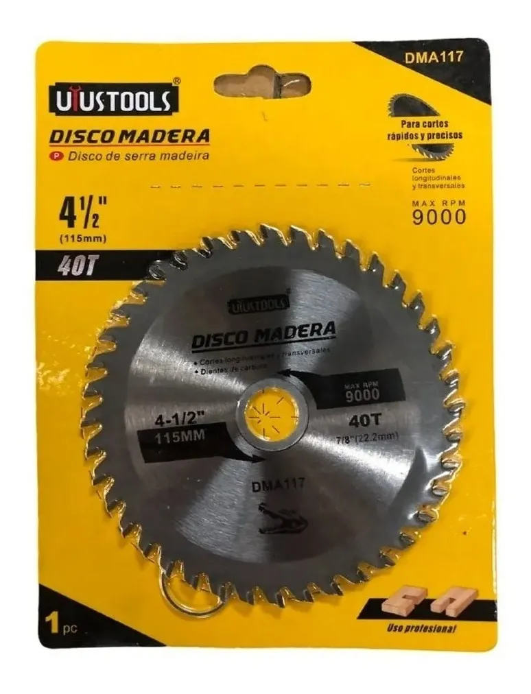 DISCO DE MADERA PARA ESMERIL 115 MM 40 DIENTES UYUSTOOLS - 1
