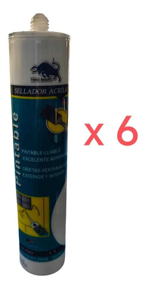 PACK 6 SILICONA SELLADOR ACRÍLICO PINTABLE BLANCO - 2