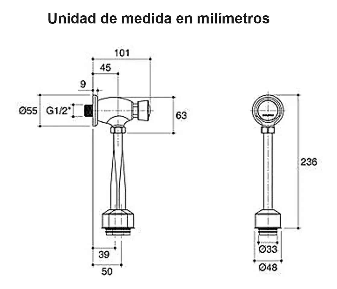 LLAVE TEMPORIZADA URINARIO DESCARGA REGULABLE BOTON TAUMM - 4