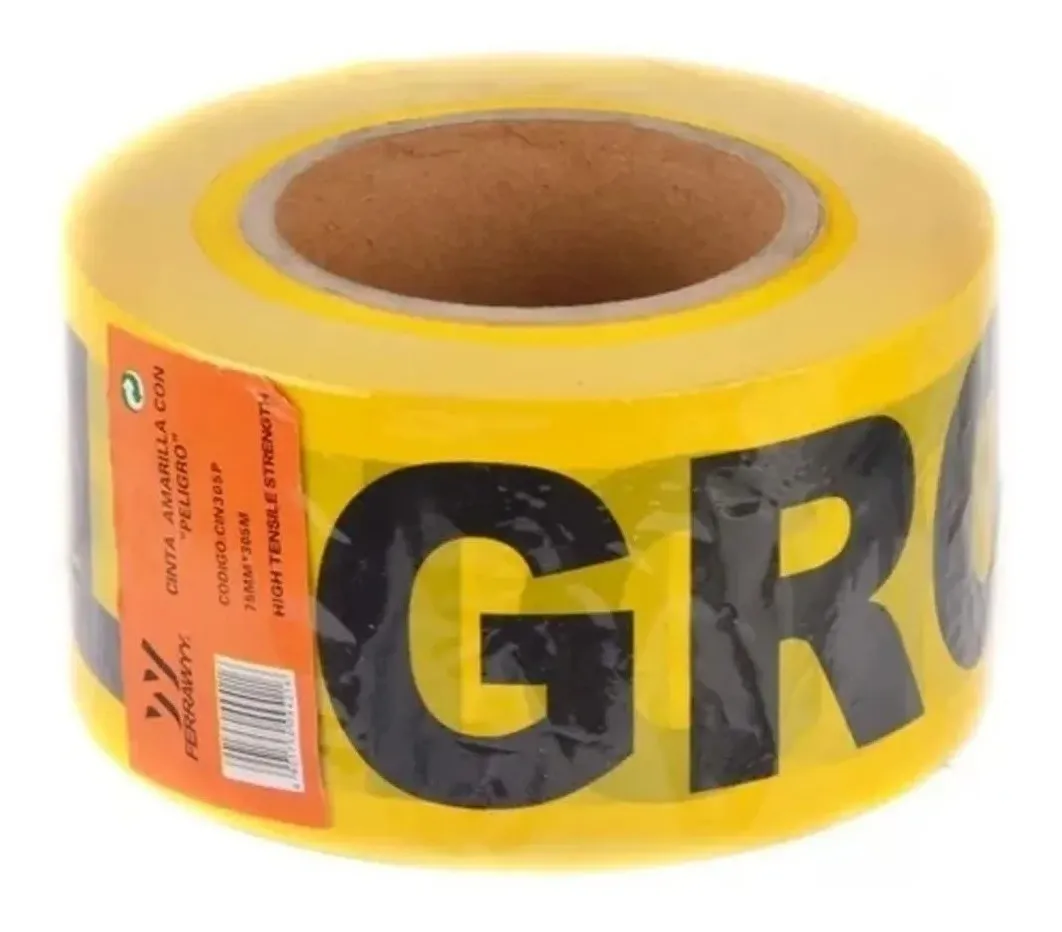 CINTA PELIGRO AMARILLA 75MM X 305 MTS COLOR AMARILLO - 4