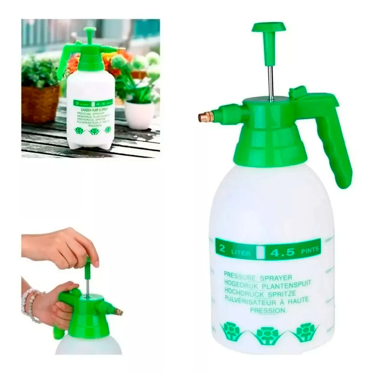 FUMIGADOR PULVERIZADOR ROCIADOR 2 LITROS BOMBA MANUAL COLOR BLANCO - 1