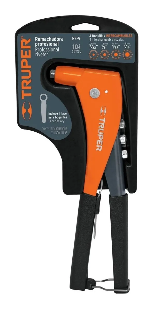 REMACHADORA PROFESIONAL TRUPER RE-9 CON LLAVE Y 4 BOQUILLAS - 1