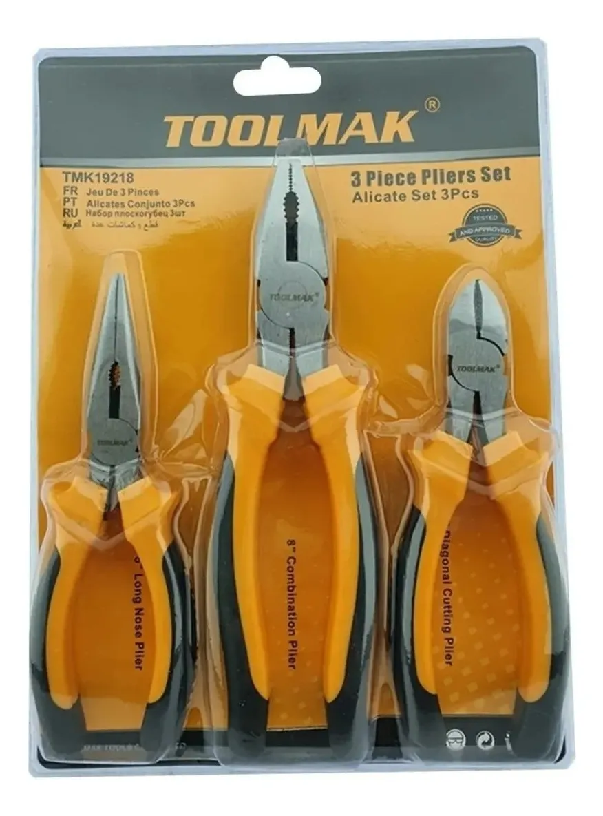 SET KIT JUEGO DE ALICATES 3 PIEZAS TOOLMAK TMK19218 - 1