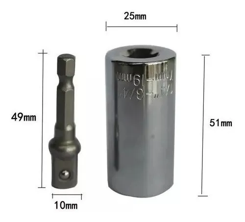 LLAVE DADO UNIVERSAL MEDIR 7MM-19MM HERRAMIENTA TALADRO - 5