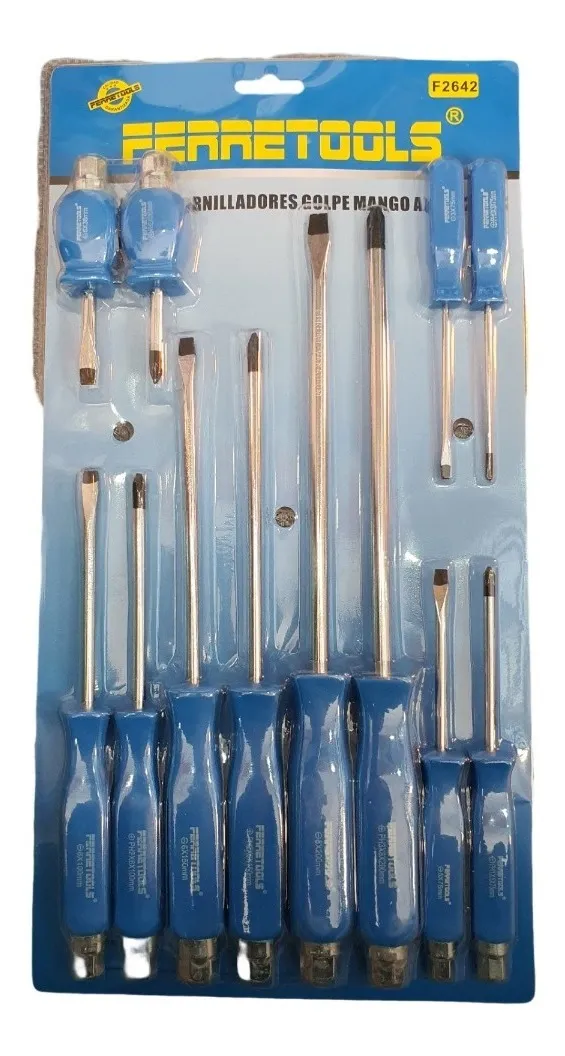 SET KIT JUEGO DE DESTORNILLADORES DE GOLPE 12 PIEZAS - 1