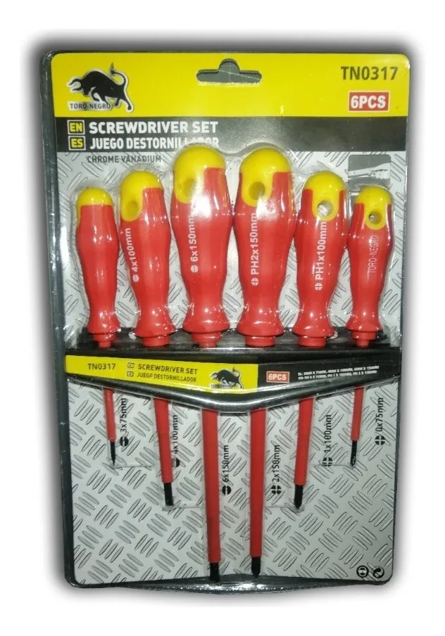JUEGO DESTORNILLADOR P/ELECTRICISTA AISLADOS 6PCS TN0317 - 1