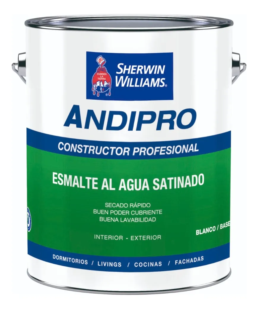 ESMALTE AL AGUA ANDIPRO SHERWIN WILLIAMS GALON COLOR BLANCO - 1
