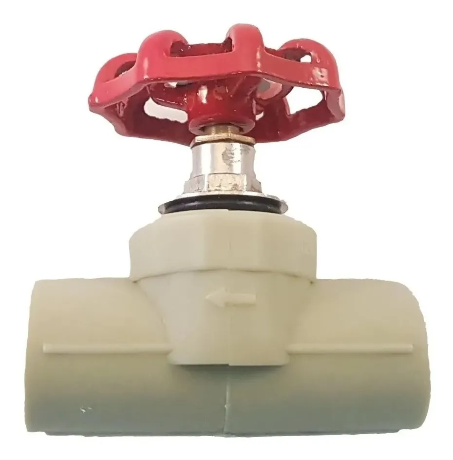 LLAVE DE PASO PPR MANILLA REDONDA ROJA 20 MM COLOR GRIS - 1