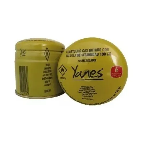 CARTUCHO GAS BUTANO C/VALVULA SEGURIDAD 190GR YANES 3 UNIDAD - 2