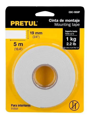 CINTA DOBLE FAZ ROLLO 5M X 19MM PRETUL 20005 - 2