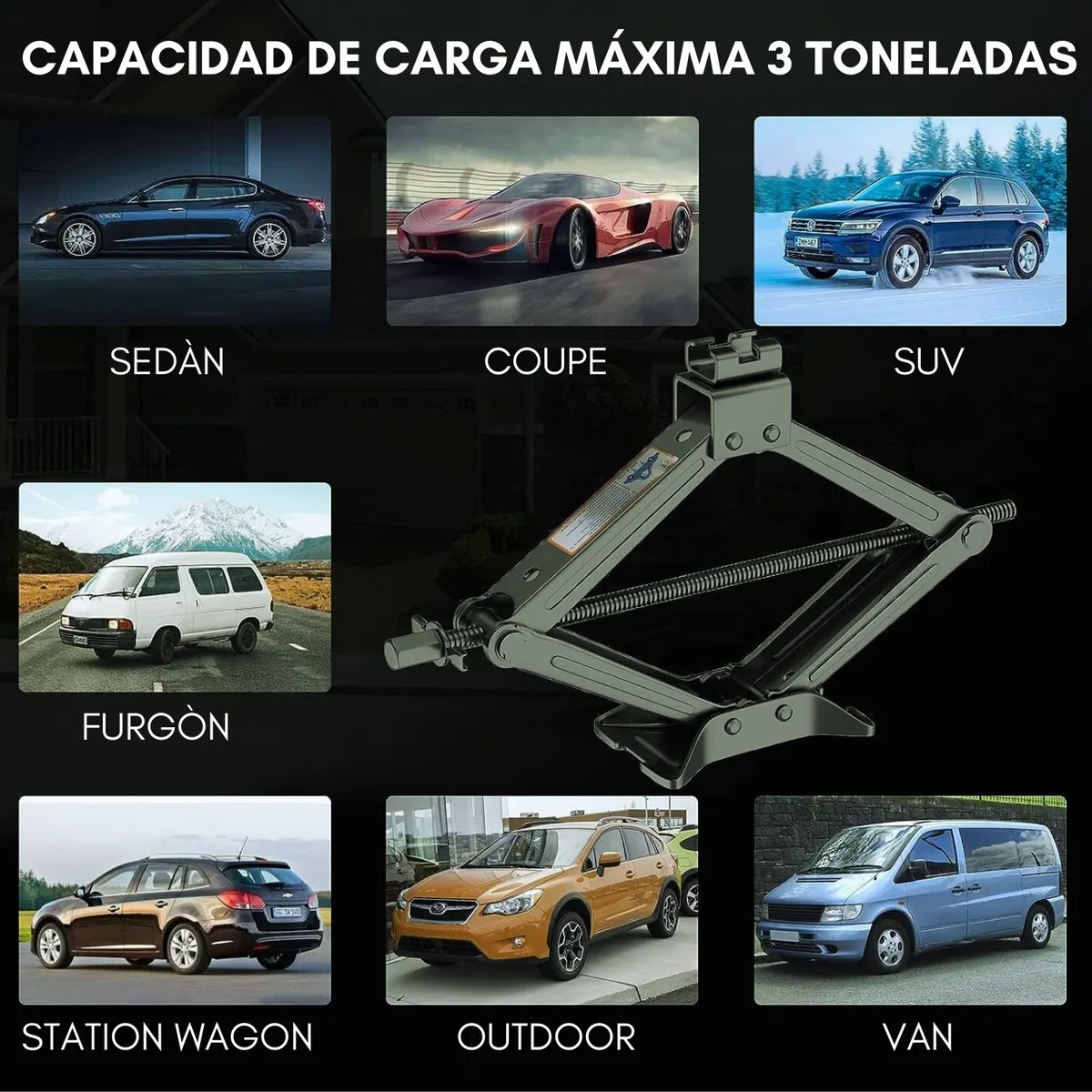GATA TIJERA 3 TONELADAS AUTOMOVILES CAMBIO REPUESTO RUEDA - 4