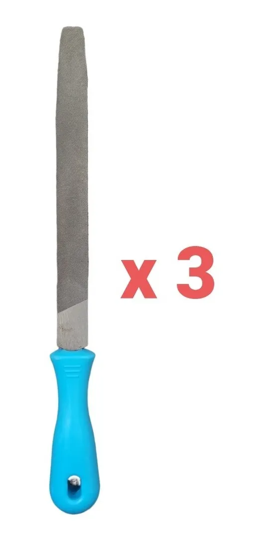 LIMA PLANA 8 PULGADA CON MANGO PACK 3 - 1