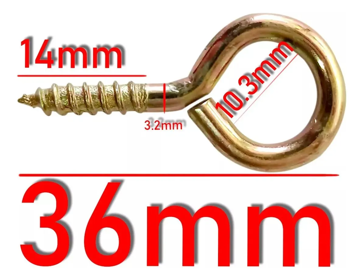 CANCAMO CERRADO N8 36MM TORNILLO GANCHO PERNO 144PCS - 1