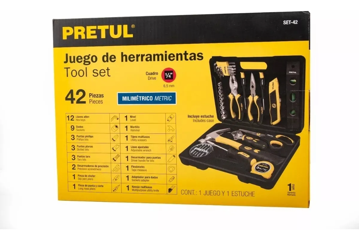 SET DE HERRAMIENTAS COMFORT GRIP, 42 PIEZAS, PRETUL - 4