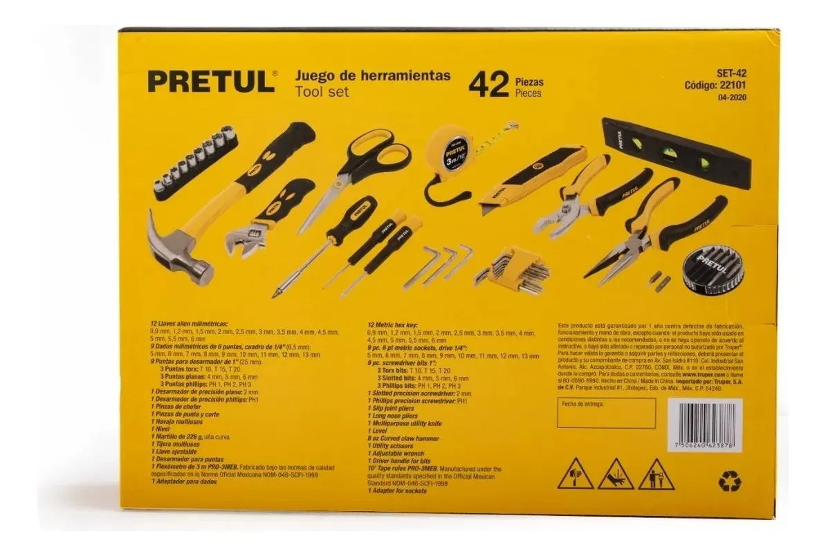 SET DE HERRAMIENTAS COMFORT GRIP, 42 PIEZAS, PRETUL - 5