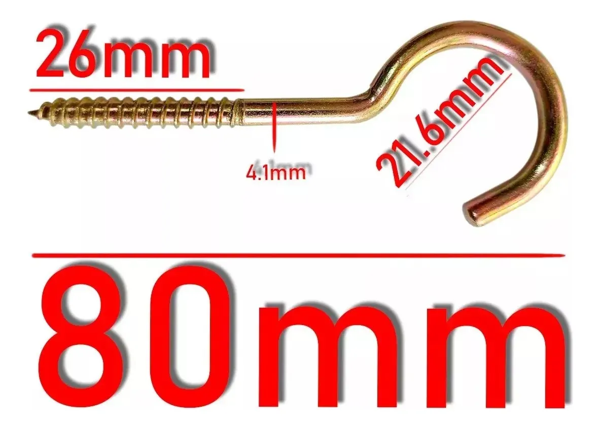 CÁNCAMO ABIERTO N12 - TORNILLO GANCHO PERNO - 80MM - 144 PCS - 2