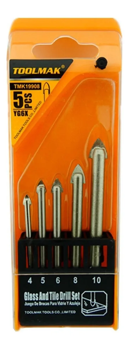 SET BROCAS PUNTA FLECHA CERÁMICA VIDRIO 5 PCS TMK19908 - 1