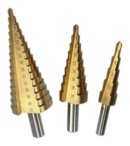 SET 3 BROCA CONICA ESCALONADA 4 MM A 32 MM. - 1