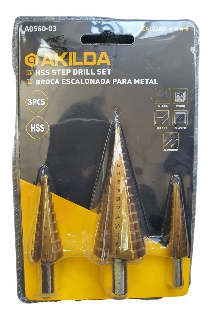 SET 3 BROCA CONICA ESCALONADA 4 MM A 32 MM. - 2