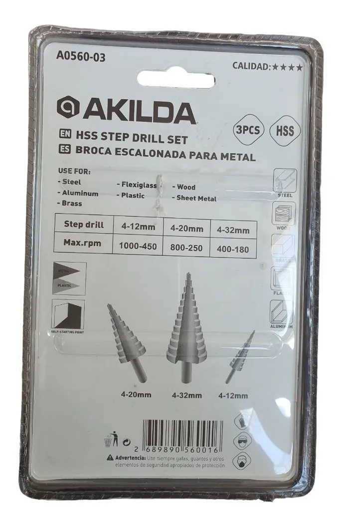 SET 3 BROCA CONICA ESCALONADA 4 MM A 32 MM. - 3
