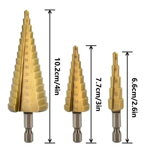 SET 3 BROCA CONICA ESCALONADA 4 MM A 32 MM. - 4