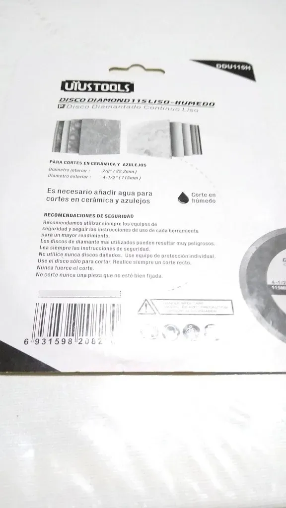DISCO CERAMICA DIAMANTADO 4 1/2 LISO HUMEDO UYUSTOOLS - 2