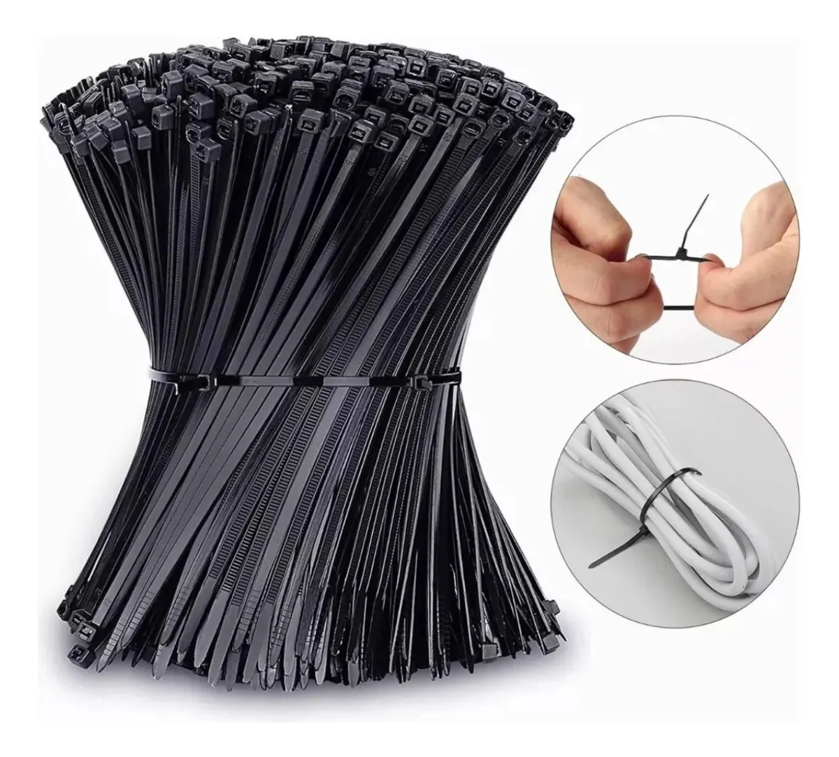 GENÉRICO 100X AMARRA PLASTICA EN COLOR NEGRO MULTIUSOS NYLON CABLE 3.6MMX300MM