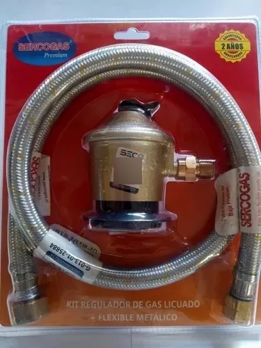 REGULADOR DE GAS + FLEXIBLE 1/2X3/8 HILO IZQUIERDO CERT - 1