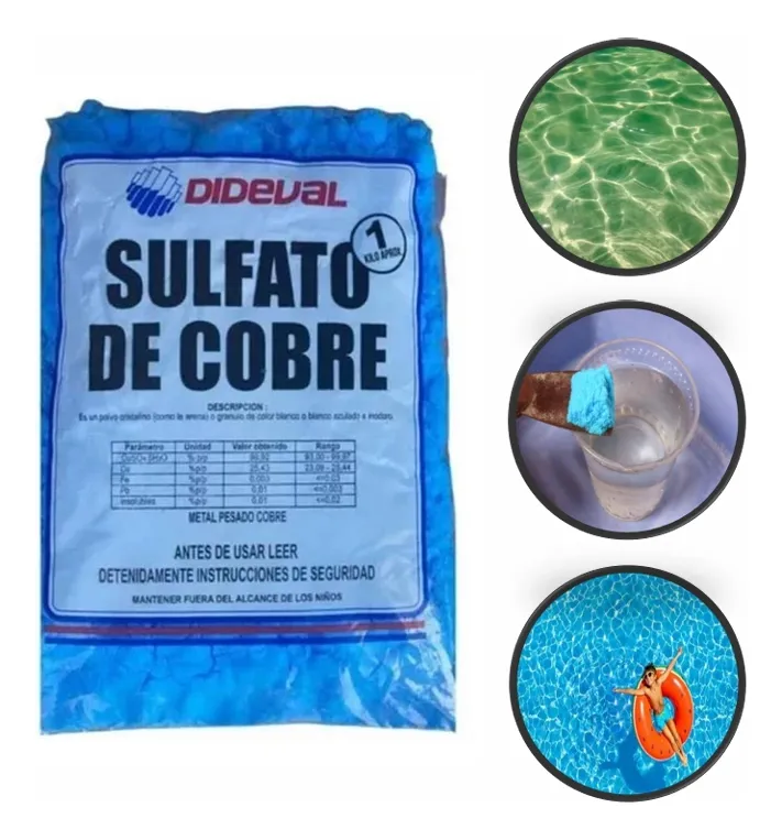 SULFATO DE COBRE LIMPIADOR DESINFECTANTE ANTI ALGAS PARA PIS - 1