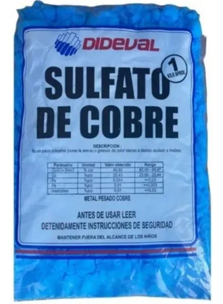 SULFATO DE COBRE LIMPIADOR DESINFECTANTE ANTI ALGAS PARA PIS - 2