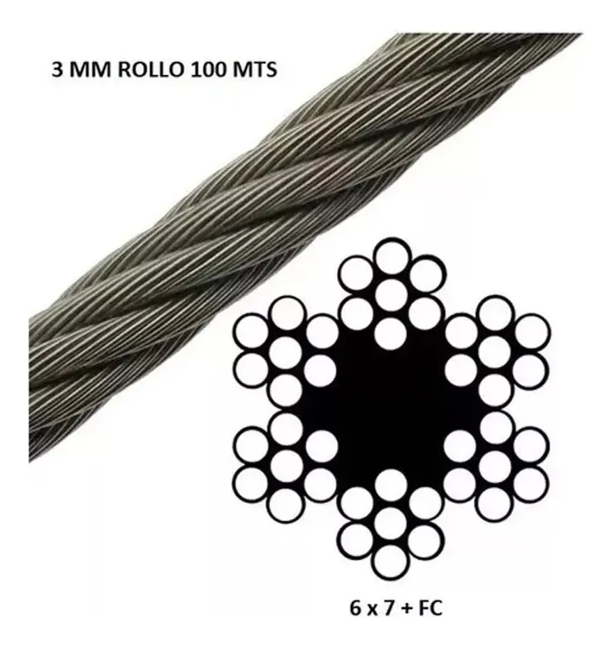 PIOLA O CABLE DE ACERO 3MM ROLLO 100 MTS GALVNZ - 4