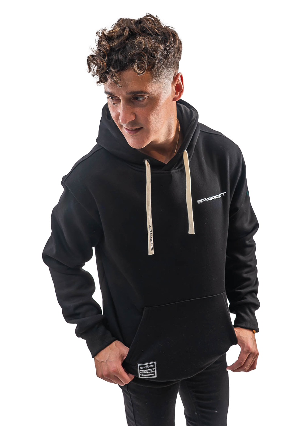 POLERÓN DE HOMBRE CON GORRO, DISEÑO LISO Y CORTE OVERSIZE - 1