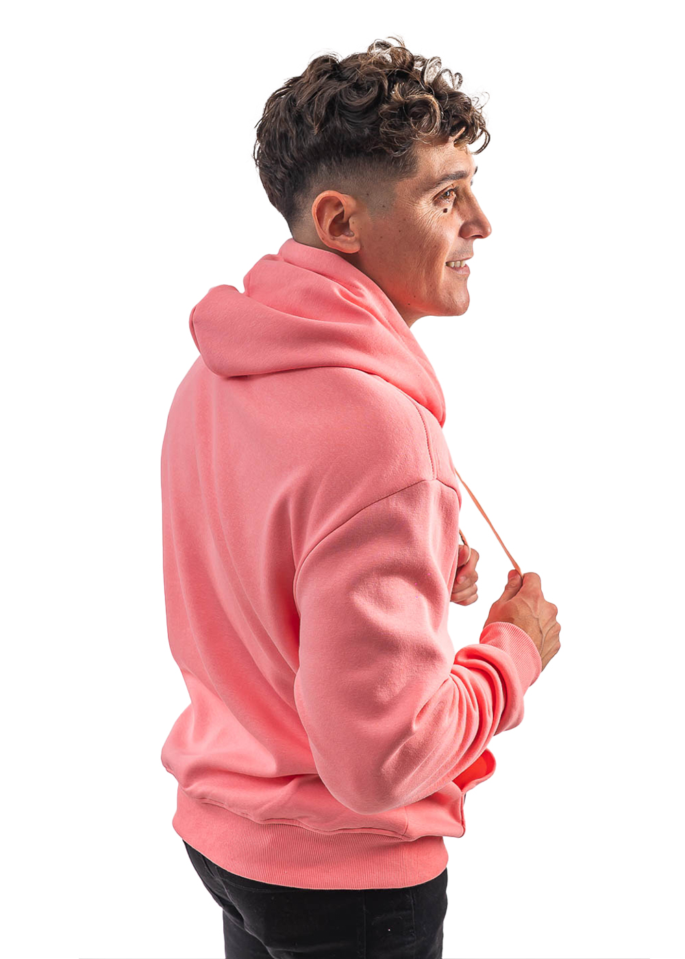 POLERÓN DE HOMBRE CON GORRO, DISEÑO LISO Y CORTE OVERSIZE - 2