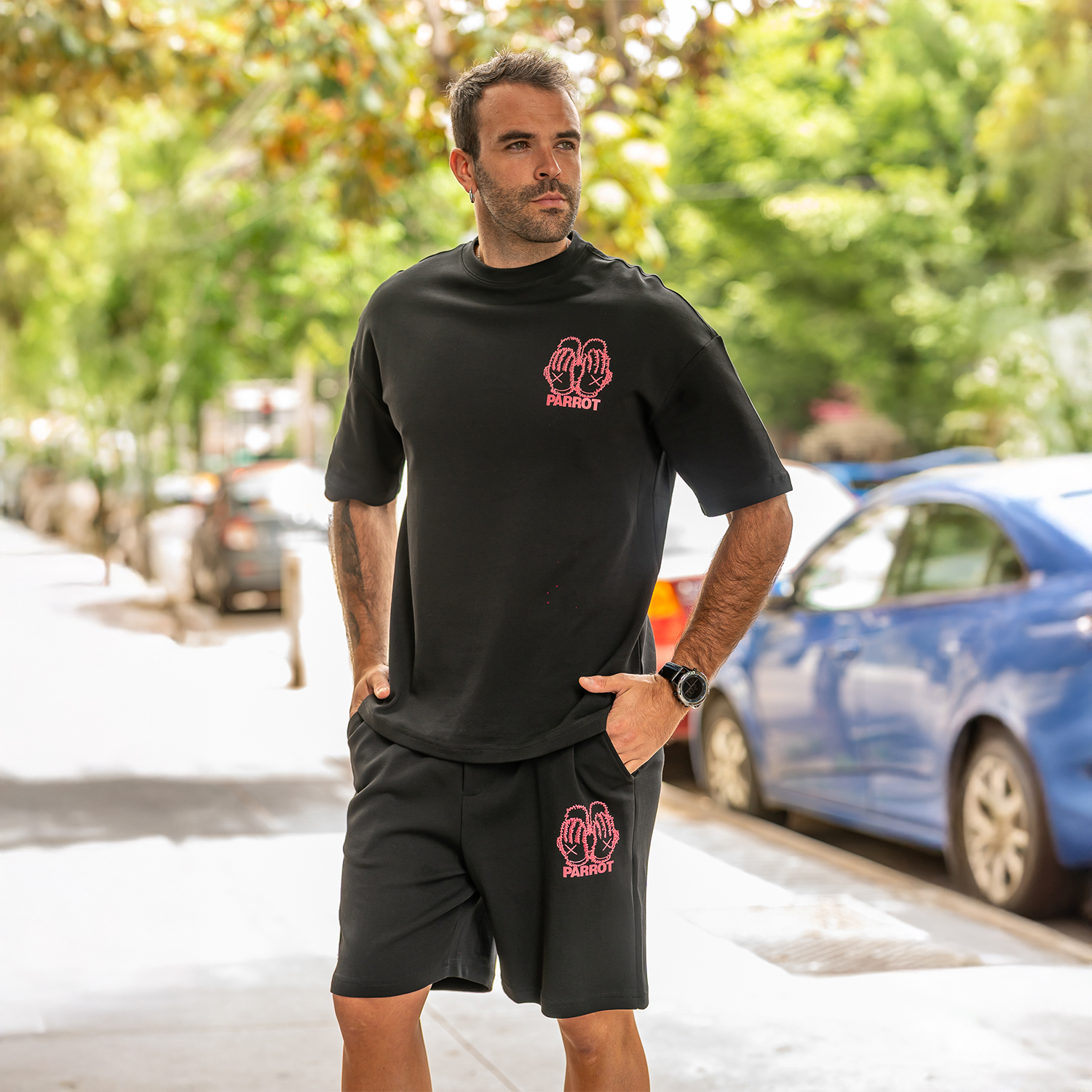 CONJUNTO POLERA CON SHORT PARROT - 4