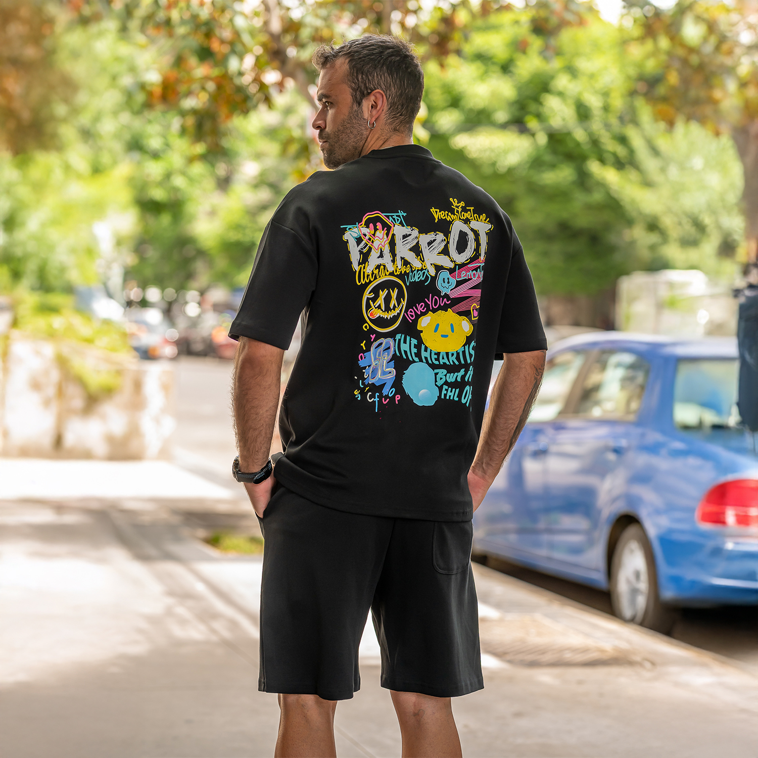 CONJUNTO POLERA CON SHORT PARROT - 5