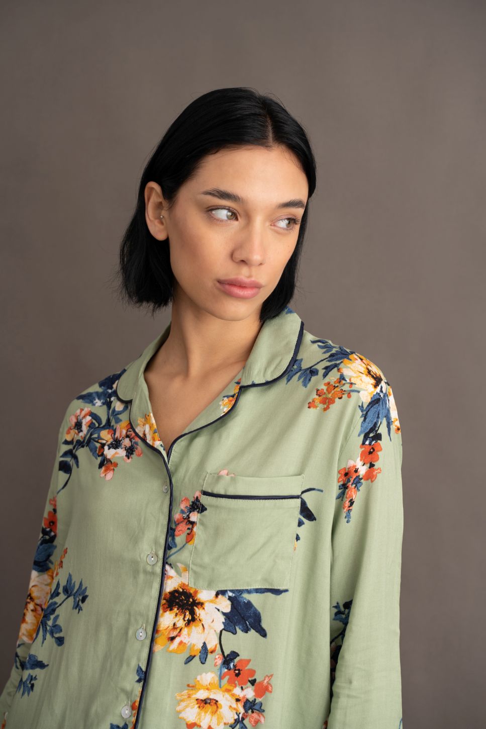 PIJAMA SECRET PIJAMA 2 PIEZAS MUJER 100% VISCOSA VERDE CON FLORES - 2