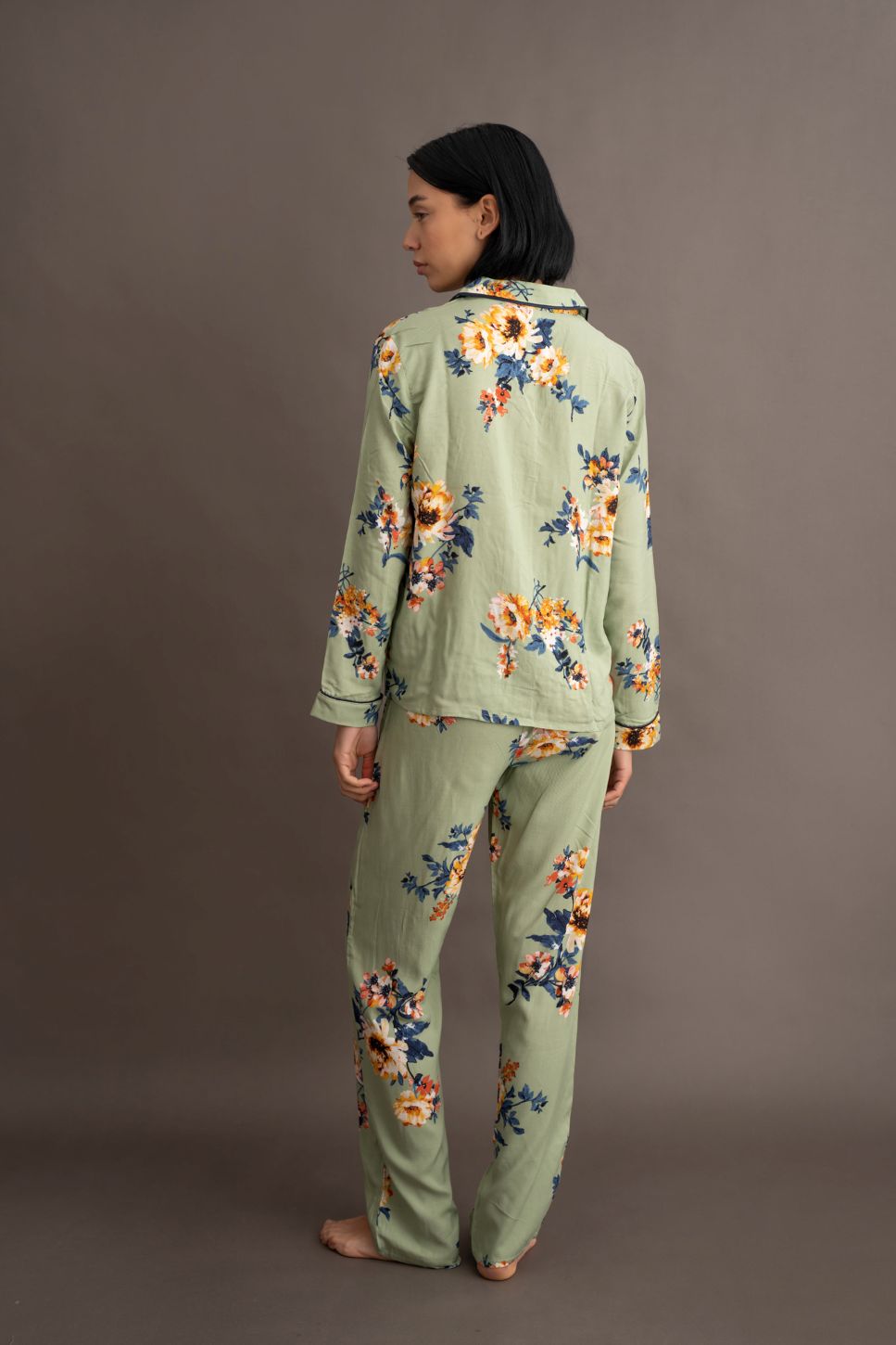 PIJAMA SECRET PIJAMA 2 PIEZAS MUJER 100% VISCOSA VERDE CON FLORES - 3