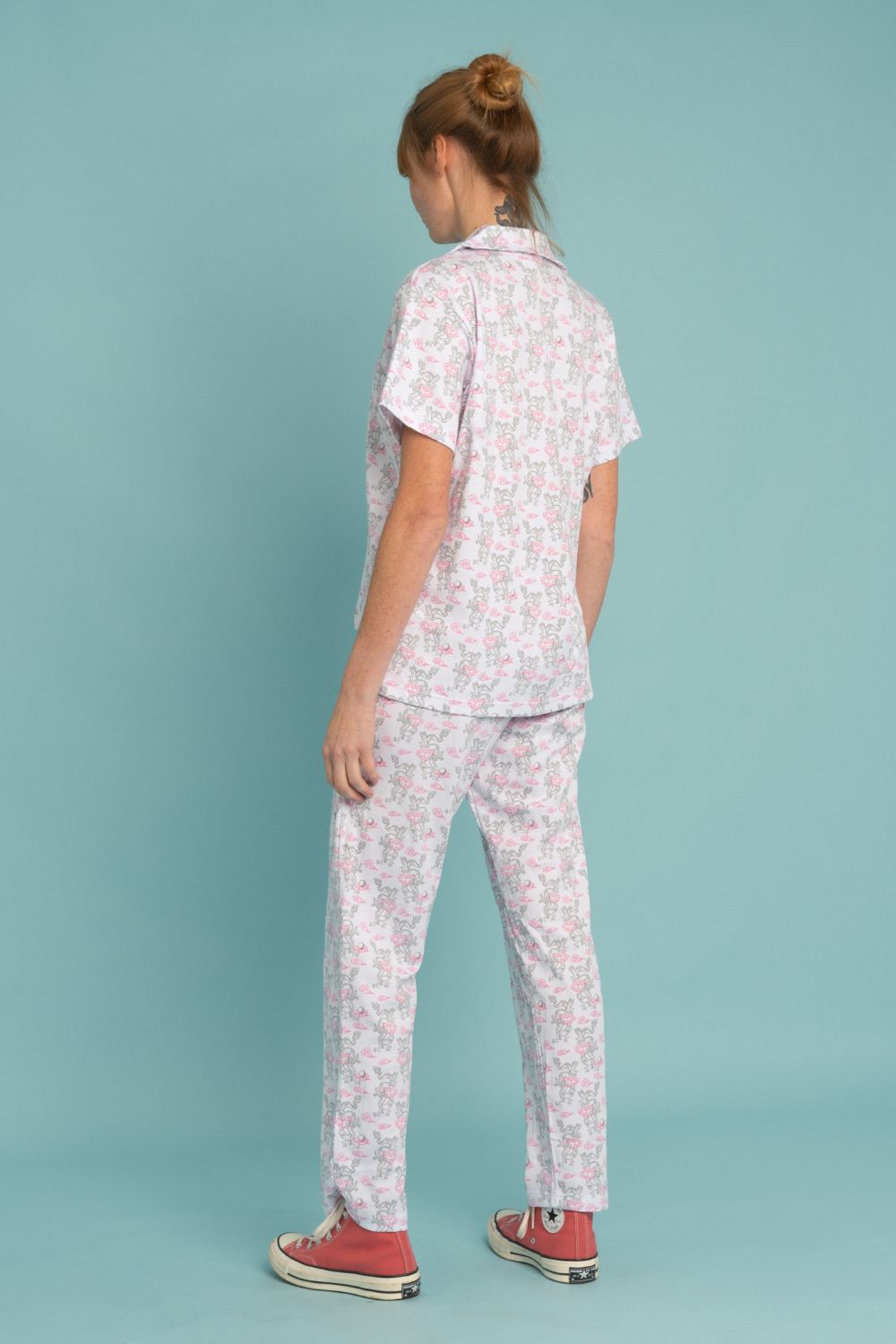 PIJAMA EVA MUJER 100% ALGODON PIMA PERUANO ESTAMPADO ORIGINAL PANTALON LARGO BLUSA MANGA CORTA - 2