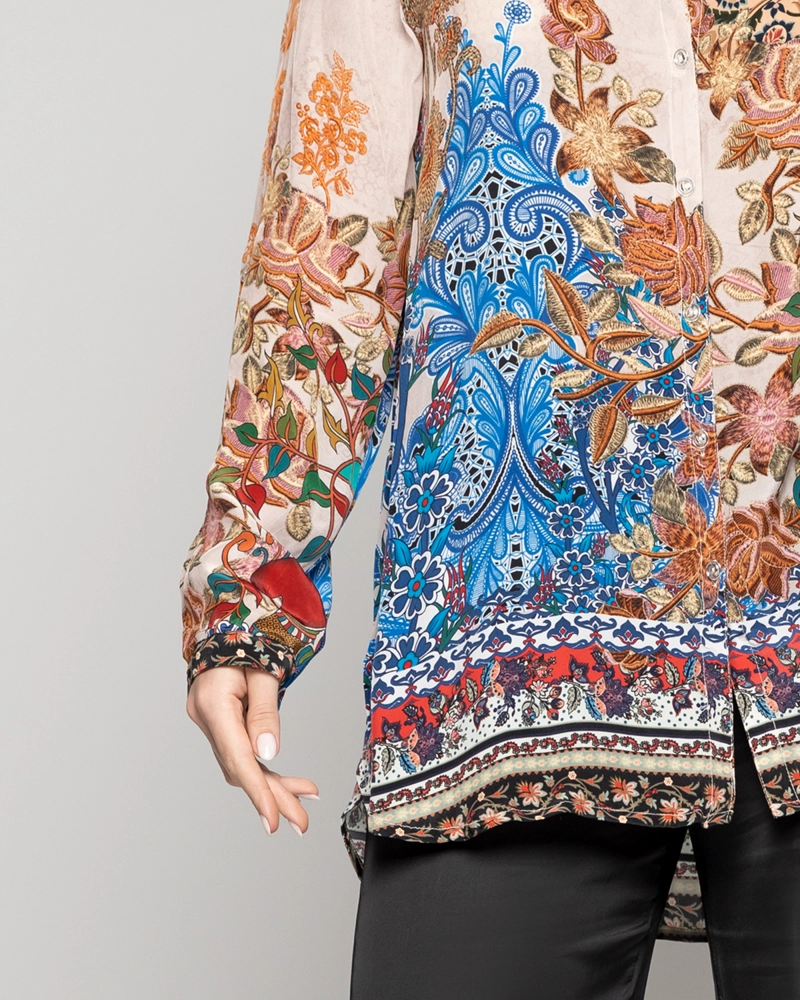 BLUSA MUJER BELIA SATINADA ESTAMPADO FLORES LINEATRE - 3