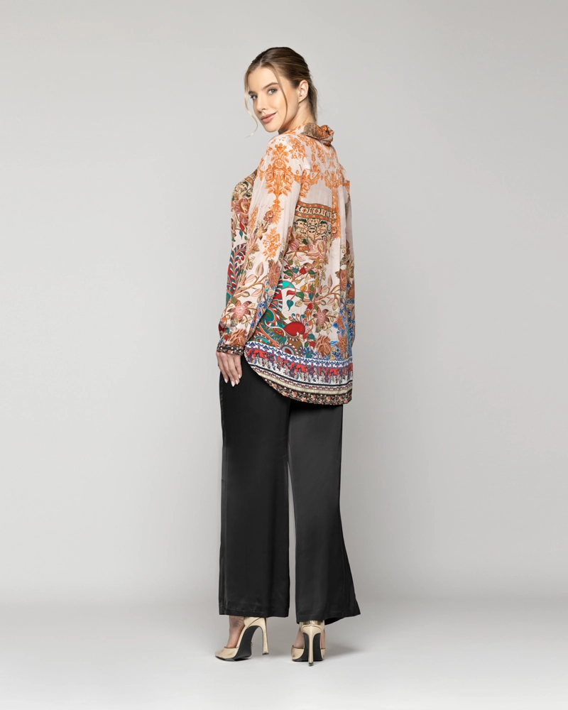 BLUSA MUJER BELIA SATINADA ESTAMPADO FLORES LINEATRE - 4