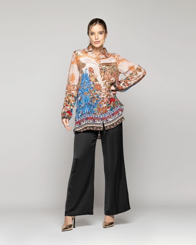 BLUSA MUJER BELIA SATINADA ESTAMPADO FLORES LINEATRE - 5