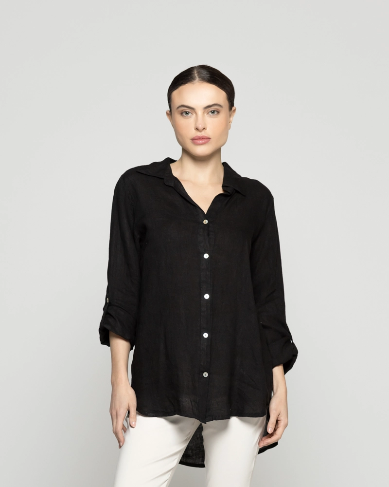 BLUSA MUJER BELE N LINO MANGA LARGA NEGRA LINEATRE - 1